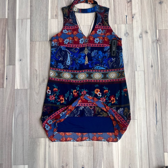 * A.Byer Trapeze Choker Neckline Dress w/ Necklace size Medium - Picture 3 of 11